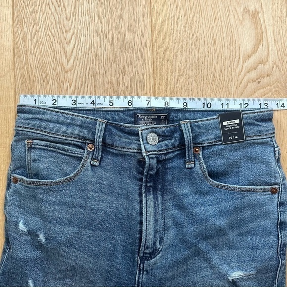 NWT ABERCROMBIE & FITCH SIMONE HIGH RISE SUPER SKINNY RIPPED JEANS - 27 - Picture 7 of 11